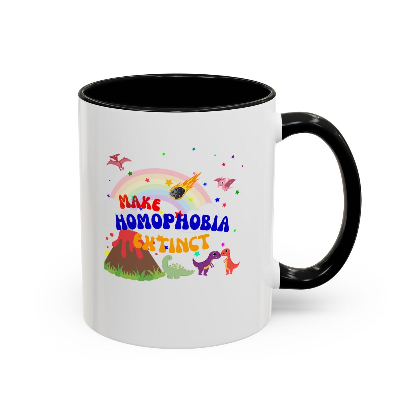 "Make Homophobia Extinct" Pride Dinosaur Coffee Mug – Fun & Bold LGBTQ+ Drinkware