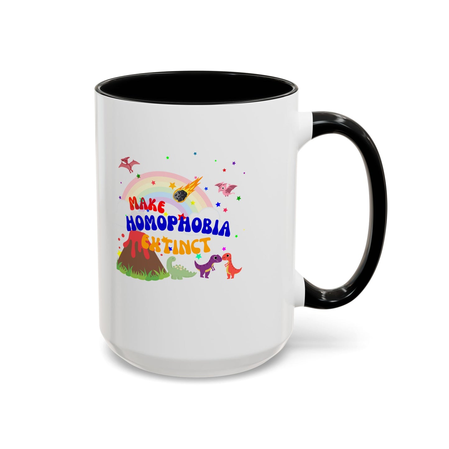 "Make Homophobia Extinct" Pride Dinosaur Coffee Mug – Fun & Bold LGBTQ+ Drinkware