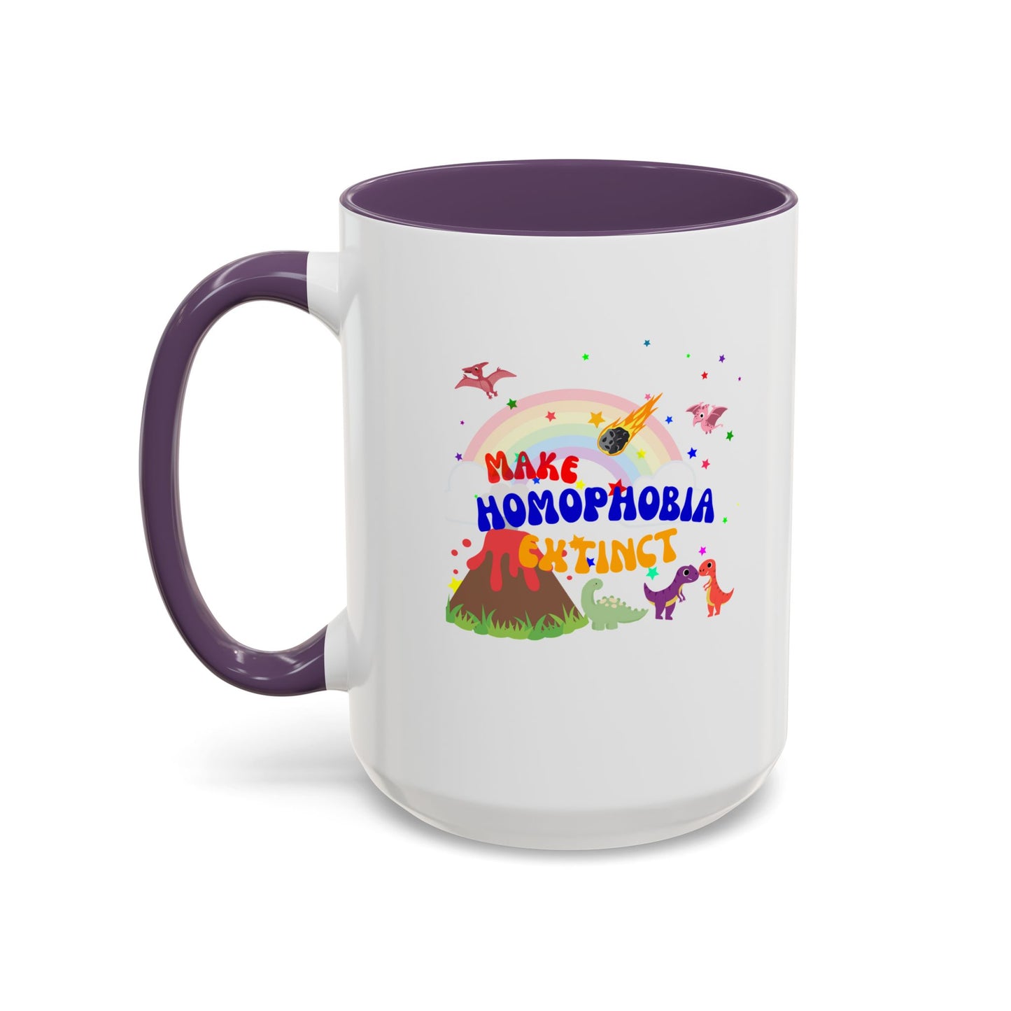 "Make Homophobia Extinct" Pride Dinosaur Coffee Mug – Fun & Bold LGBTQ+ Drinkware