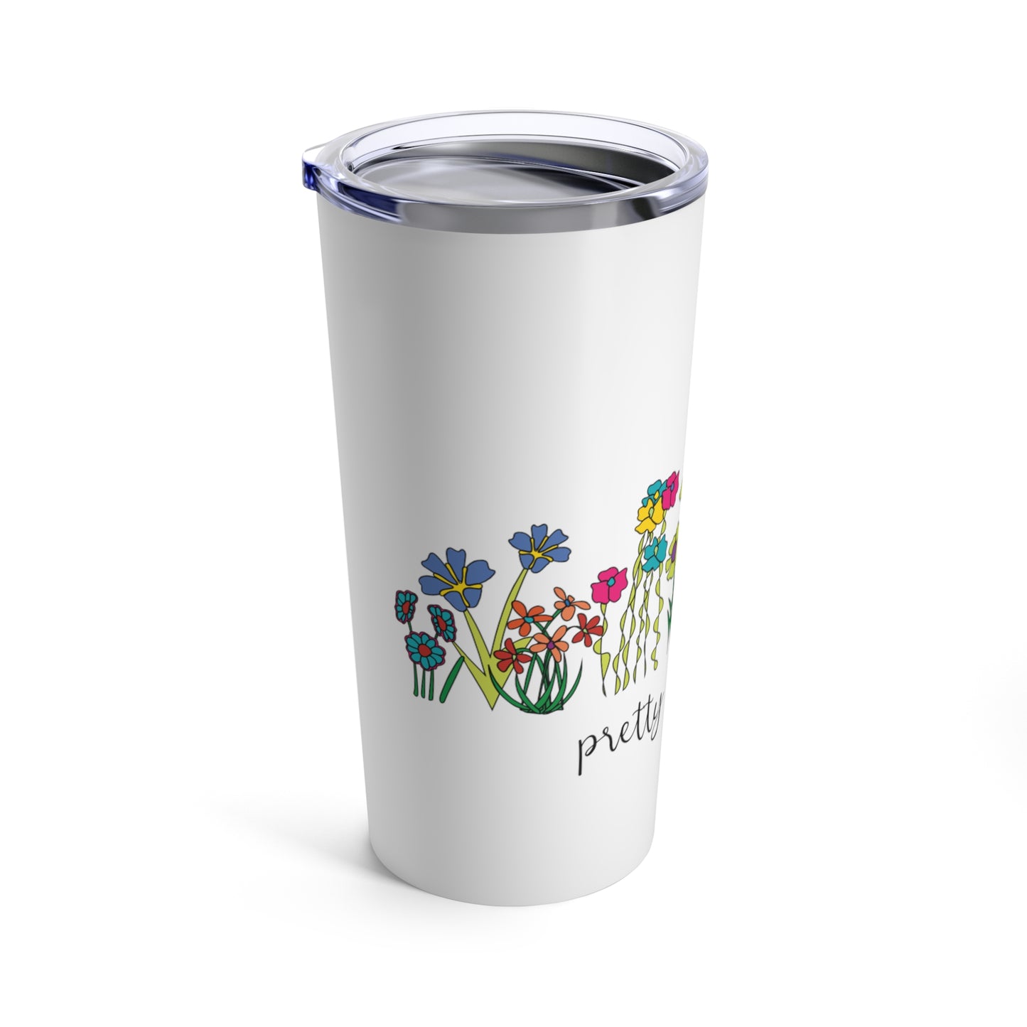 LGBTQ Pride Tumbler Hot and Cold Beverage Pretty and Gay Floral Tumbler Travel Coffee Tumbler Pretty and gay Tumbler 20oz Floral Lesbian Pride Tumbler side view