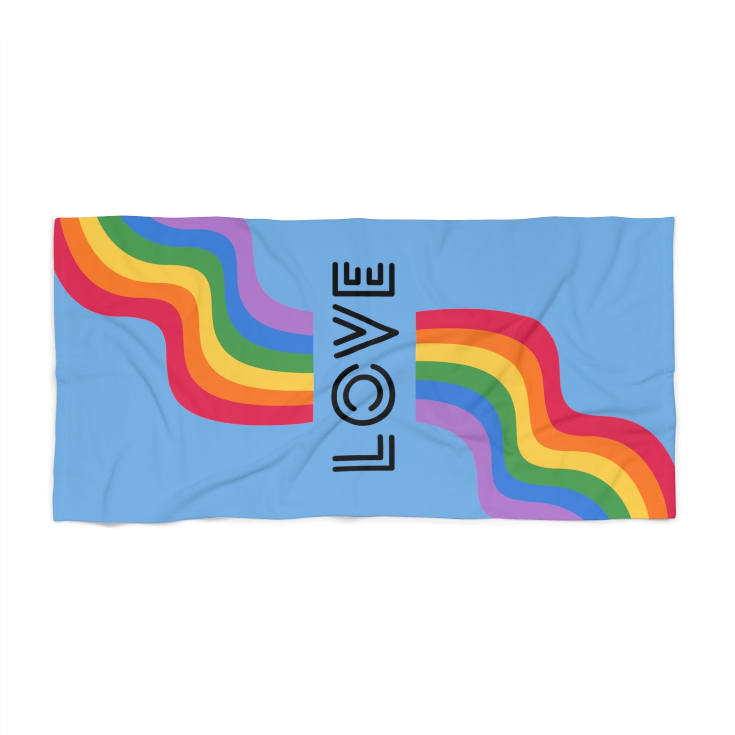 Love Rainbow Pride Beach Towel Light Blue LGBTQ Rainbow Love Pride Beach Towel Gay Pride Pool Towel Rainbow Love Light Blue