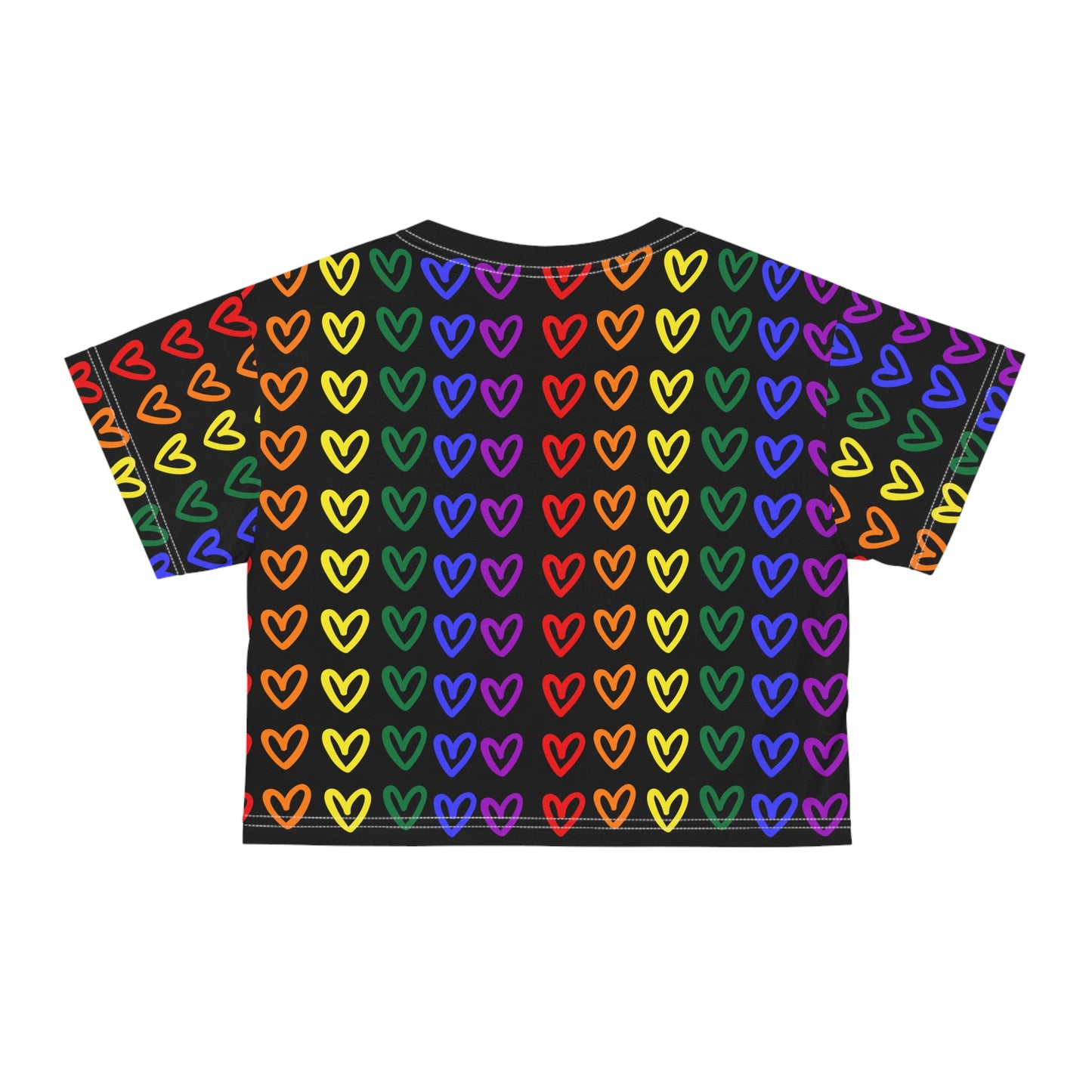 Rainbow Hearts Pride Crop Tee LGBTQ Pride Crop Top Rainbow Hearts gay Pride Rainbow Hearts Crop Top Lesbian Pride Rainbow Hearts Crop Top back