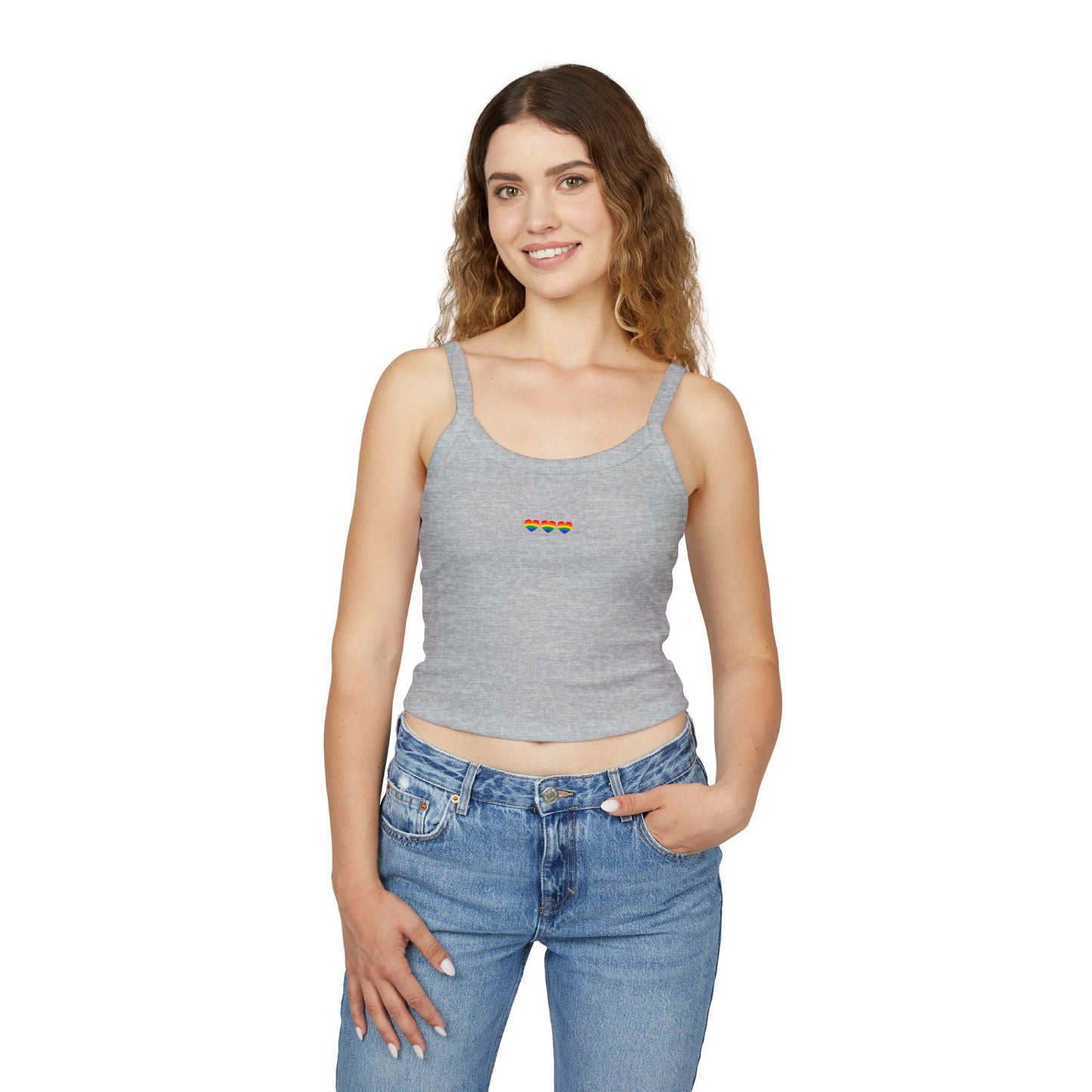 LGBTQ+ Pride Hearts Women's Spaghetti Strap Tank Top
