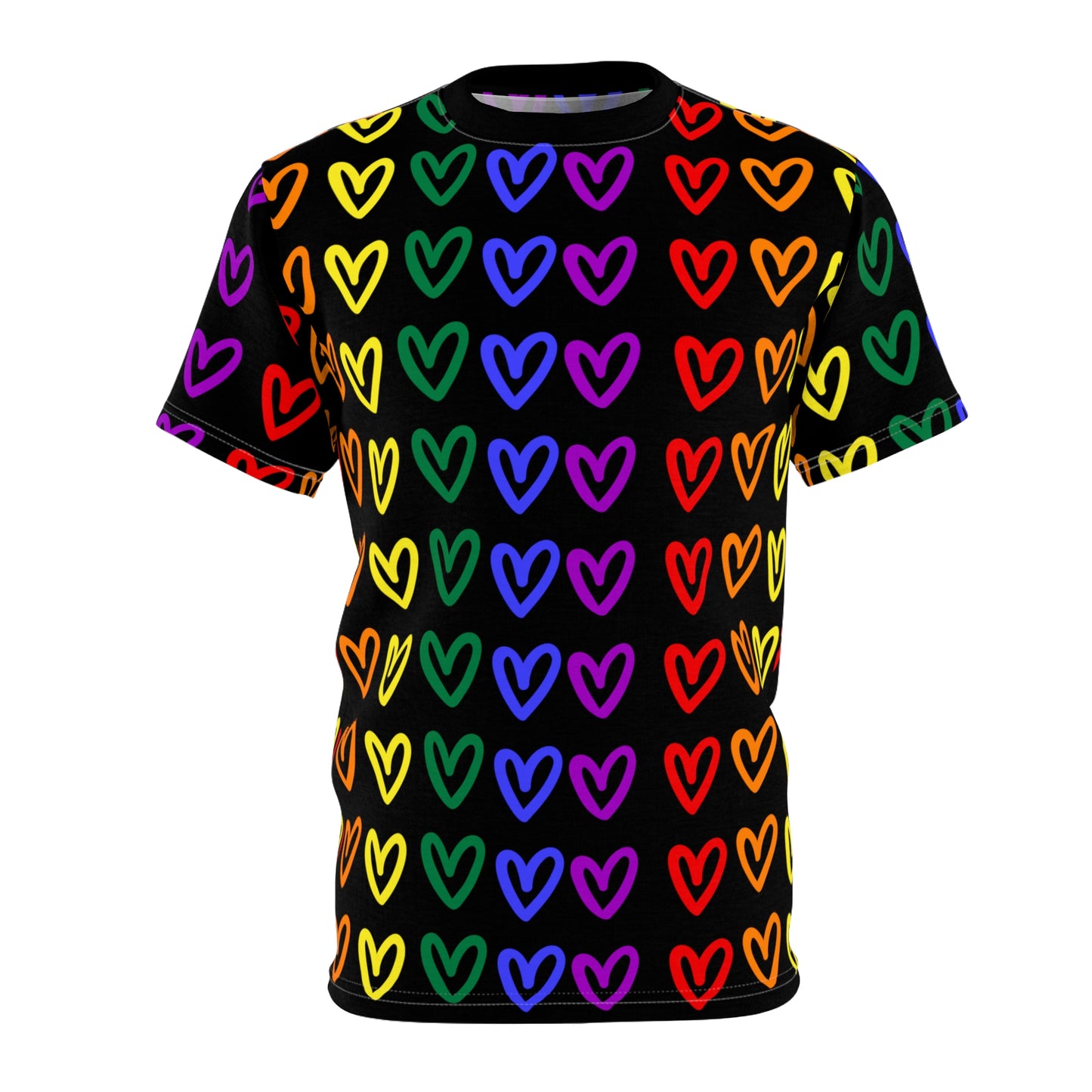Men's Gay Pride Rainbow Hearts Black T-Shirt LGBTQ Pride T-shirt Rainbow Hearts Gay Pride Shirt Black Rainbow Hearts Pride Tee Shirt Rainbow