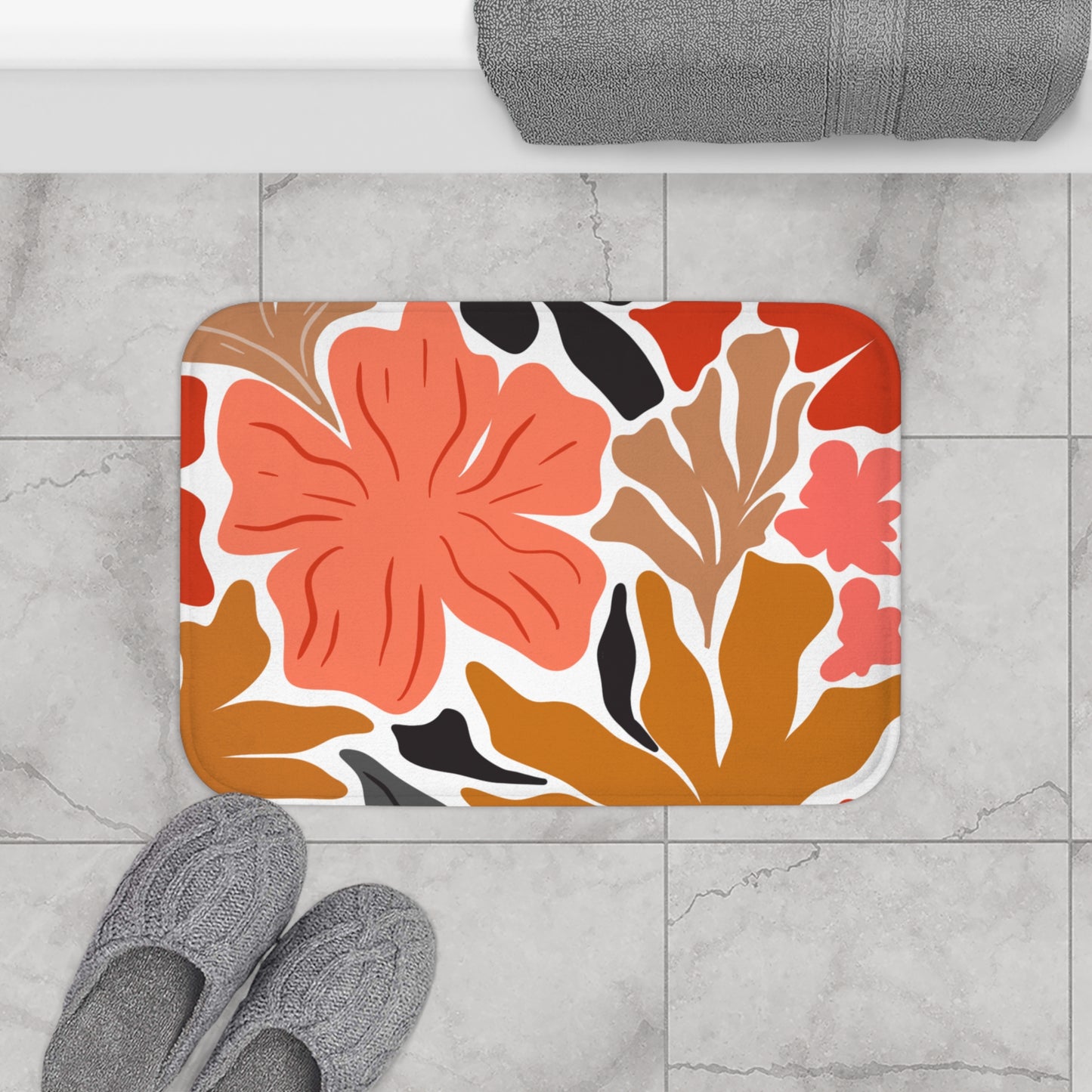 Tropical Floral Bath Mat, Vibrant Bathroom Decor, Boho Chic Mat, Summer Vibes, Home Essentials, Gift for Her