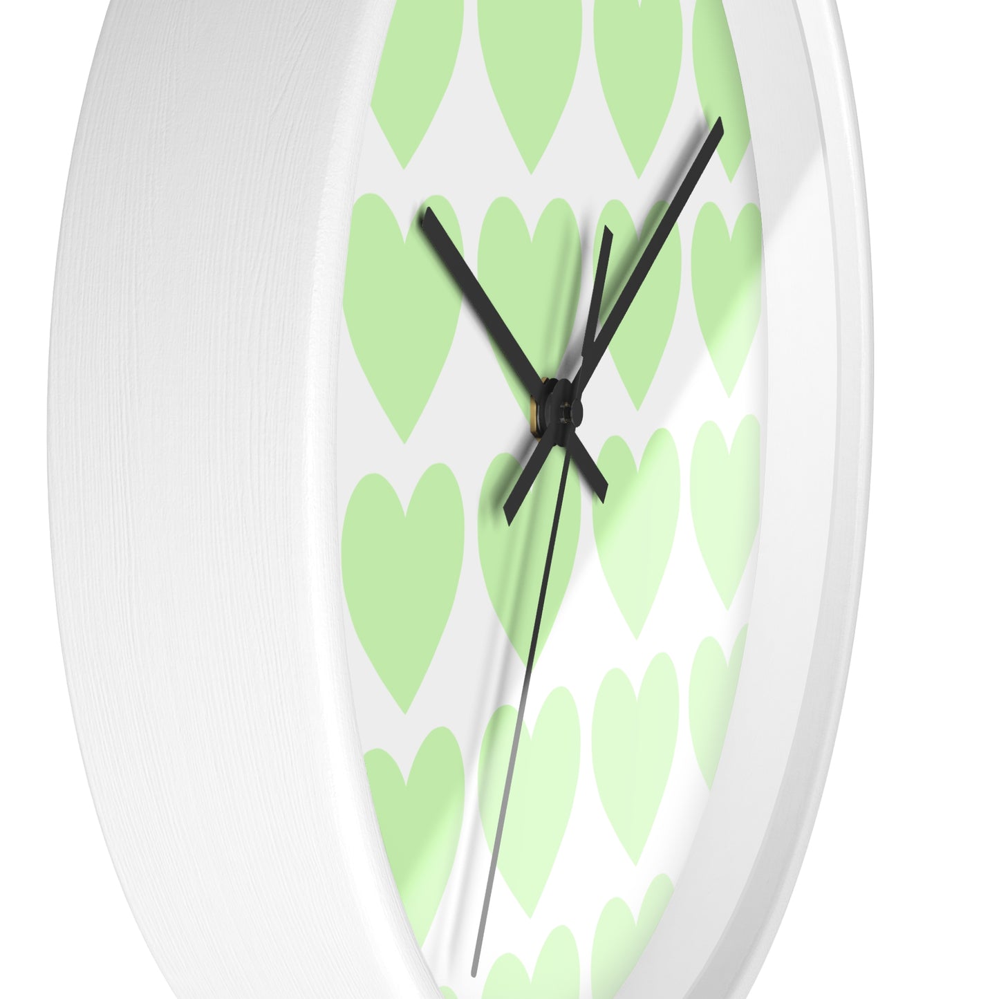 Mint Green Hearts Wall Clock – Whimsical Timepiece for Dorms & Duck Lovers