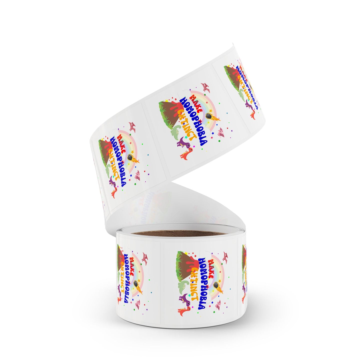 LGBTQ+ Pride Sticker Rolls – Bold & Colorful “Make Homophobia Extinct” Designs
