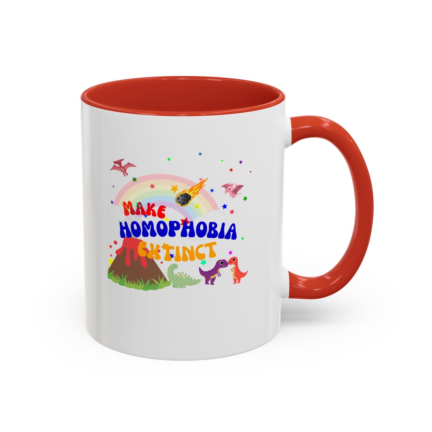 "Make Homophobia Extinct" Pride Dinosaur Coffee Mug – Fun & Bold LGBTQ+ Drinkware