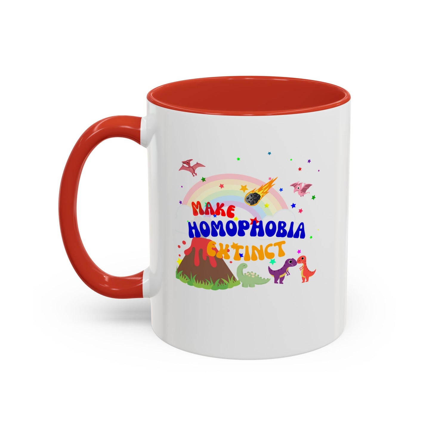 "Make Homophobia Extinct" Pride Dinosaur Coffee Mug – Fun & Bold LGBTQ+ Drinkware