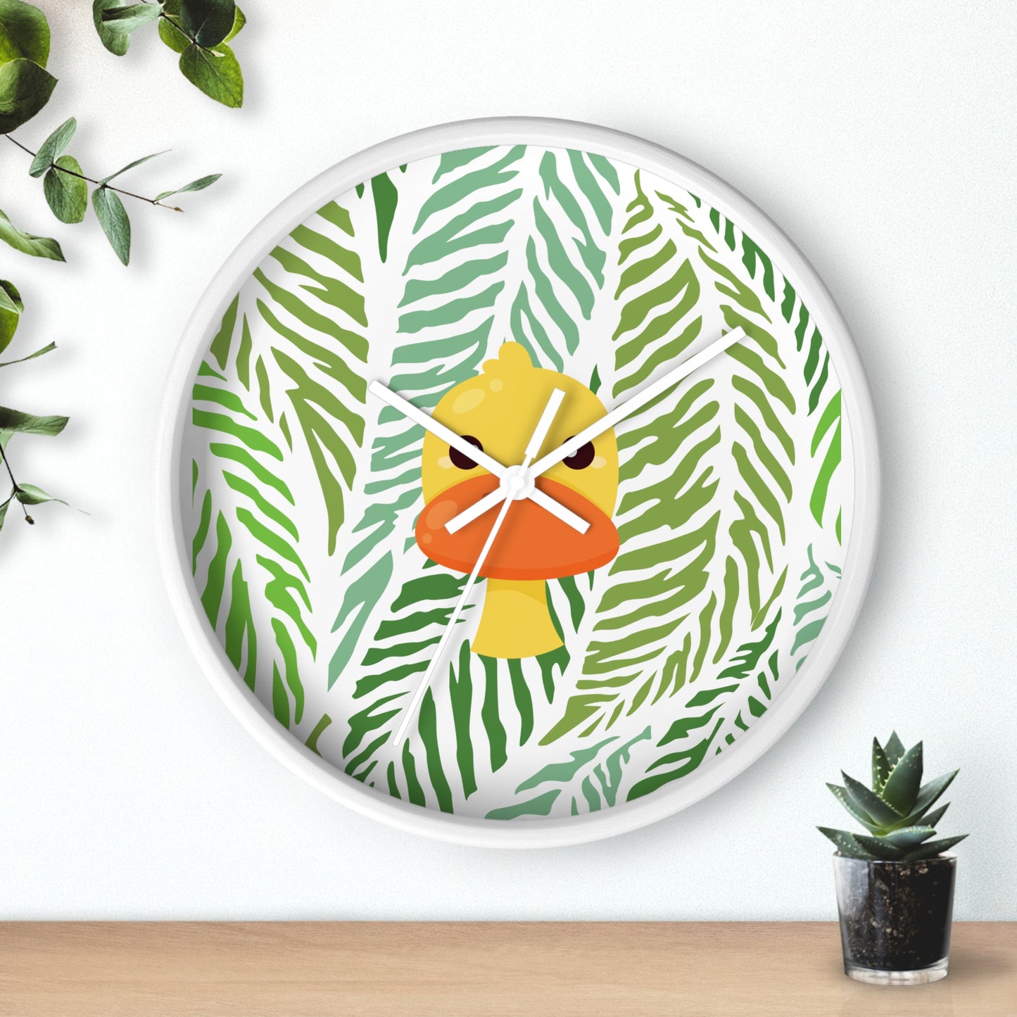 Maximalist Jungle Duck Wall Clock – Bold, Botanical Timepiece for Dorms & Home Offices