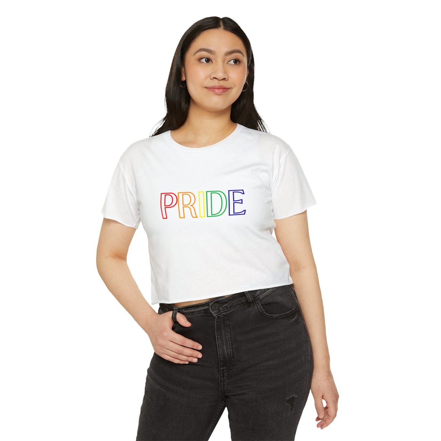 Rainbow Pride Block Letters Women's Festival Crop Top LGBTQ Pride Rainbow Crop Top Gay Pride Rainbow Top Lesbian Rainbow Crop Top Pride Rainbow Top white