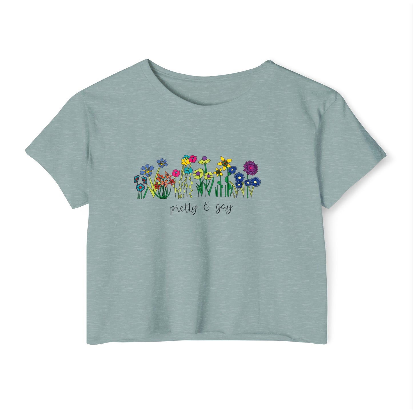 Pretty and gay Floral Pride Women's Festival Crop Top LGBTQ Pride Pretty and Gay Floral Crop Top Lesbian Pride Top Floral Pretty and Gay Pride Floral Top