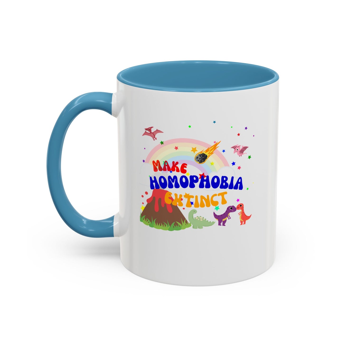 "Make Homophobia Extinct" Pride Dinosaur Coffee Mug – Fun & Bold LGBTQ+ Drinkware