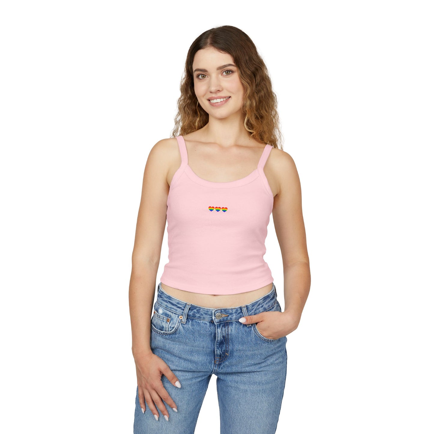 LGBTQ+ Pride Hearts Women's Spaghetti Strap Tank Top