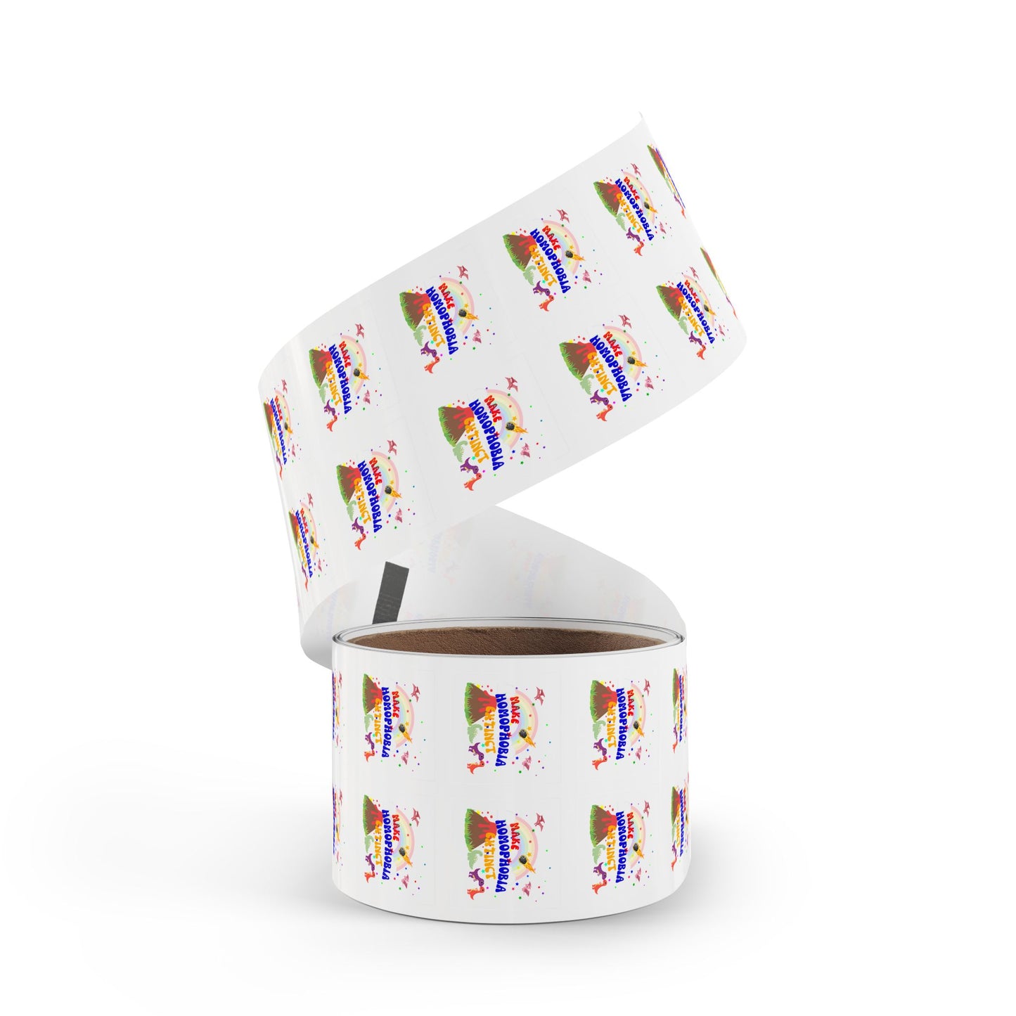 LGBTQ+ Pride Sticker Rolls – Bold & Colorful “Make Homophobia Extinct” Designs