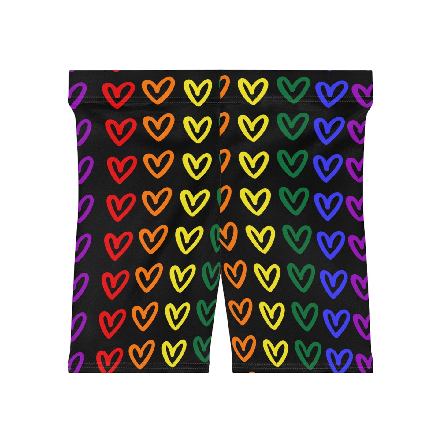 Rainbow Hearts Women's Biker Shorts LGBTQ Pride Hearts Rainbow Women's Shorts Lesbian Pride Shorts Rainbow Hearts Gay Pride Cute Shorts Pride Rainbow