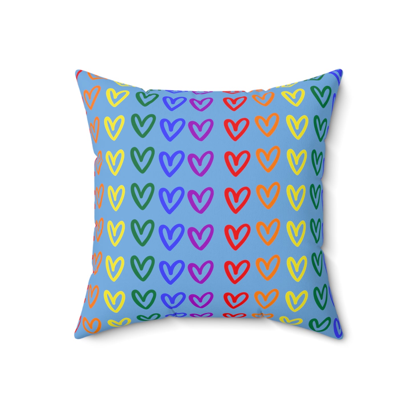 Médium Rainbow Hearts Light Blue Throw Pillow LGBTQ Pride Home Decor Rainbow Heart Pillow Pride Decor Throw Pillow Rainbow Hearts Light Blue