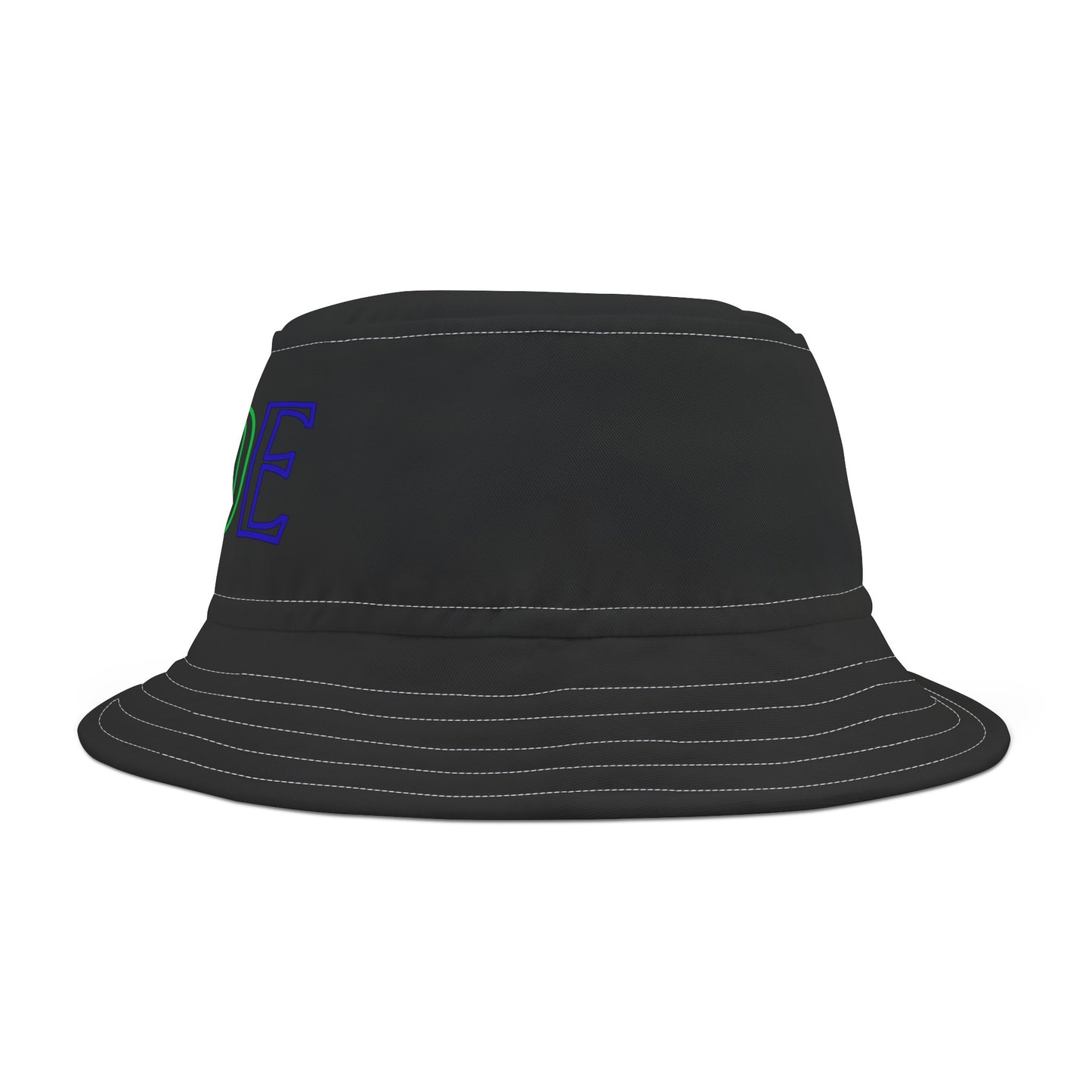 Side view Rainbow Pride Bucket Hat Block Letters Black Bucket Hat Rainbow Pride LGBTQ Pride Hat Bucket Rainbow Letters Pride Bucket Hat Lesbian Pride Hat Rainbow