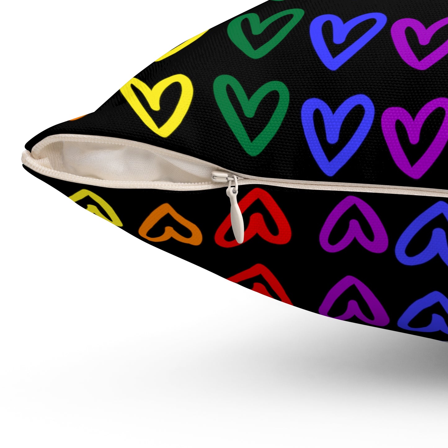 Rainbow Hearts Pride Throw Pillow Gay Pride Home Decor Rainbow Hearts Pillow Home Decor LGBTQ Pride Hearts Pillow Love Rainbow Hearts Pillow side view