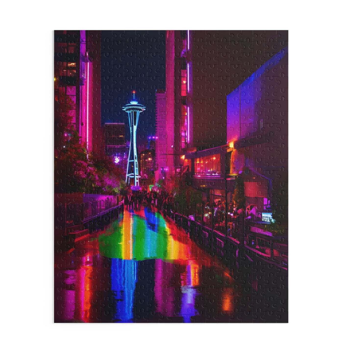 Home Decor Pride Seattle Puzzle Rainy Spaceneedle Rainbow