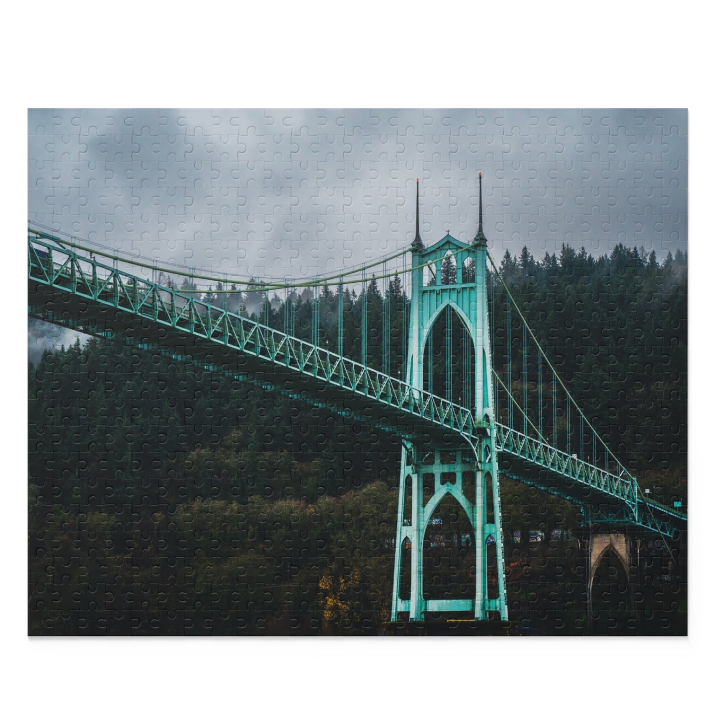 St Johns Bridge Portland Oregon Puzzle Pacific northwest Puzzles and Gifts Portland Oregon St John Bridge Cathedral park Puzzle Oregon Gifts