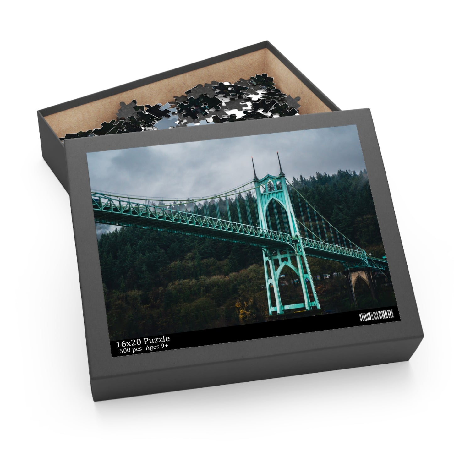 St Johns Bridge Portland Oregon Puzzle Pacific northwest Puzzles and Gifts Portland Oregon St John Bridge Cathedral park Puzzle Oregon Gifts