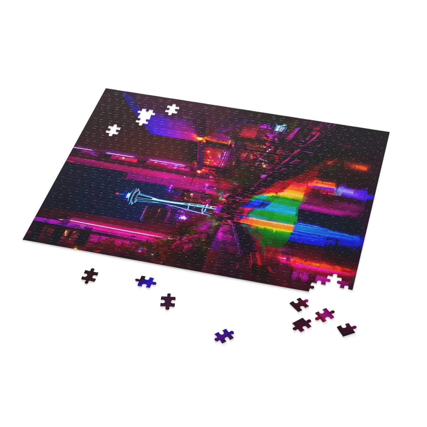 Rainy Seattle Pride Puzzle Rainbow LGBTQ Home Decor