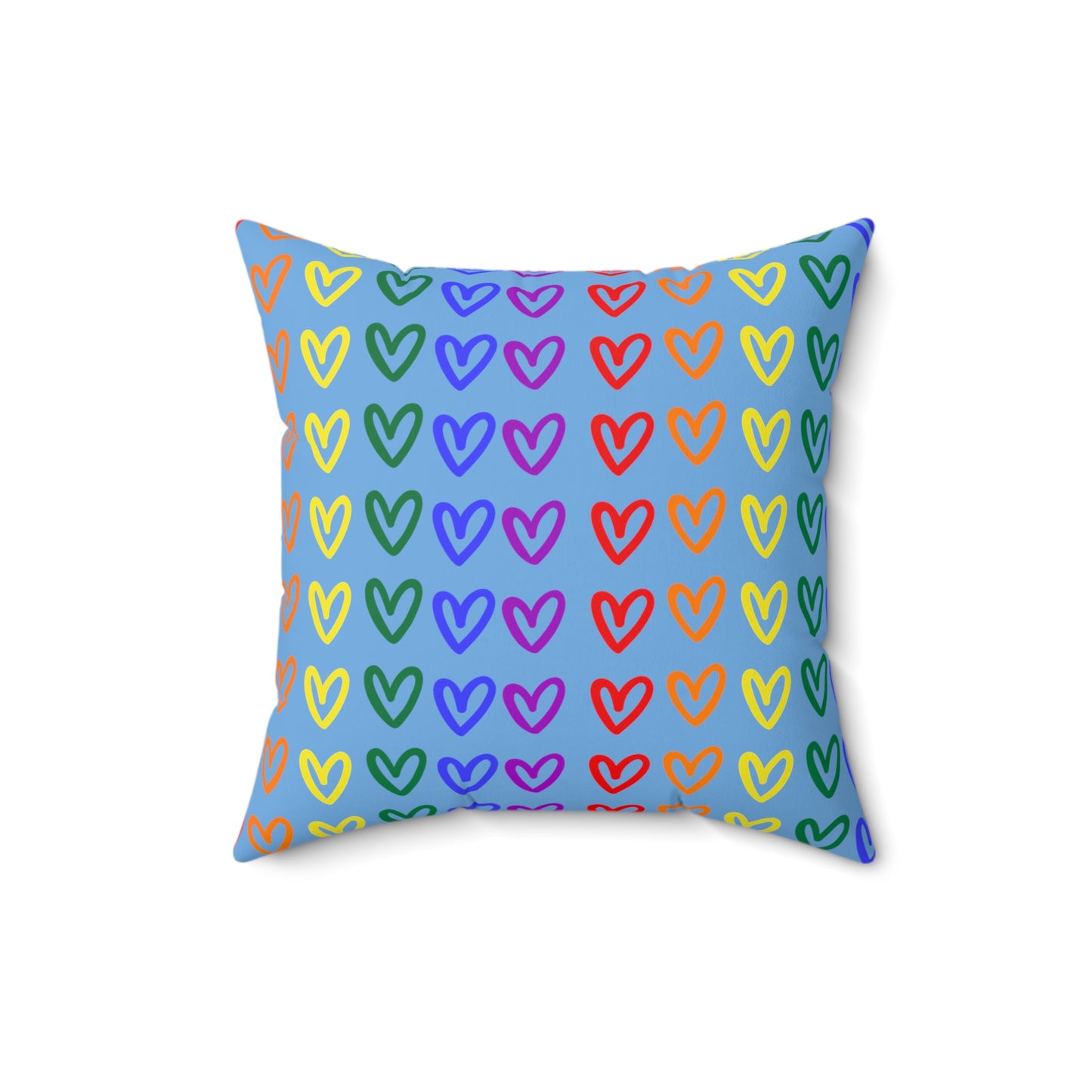 Rainbow Hearts Light Blue Throw Pillow LGBTQ Pride Home Decor Rainbow Heart Pillow Pride Decor Throw Pillow Rainbow Hearts Light Blue