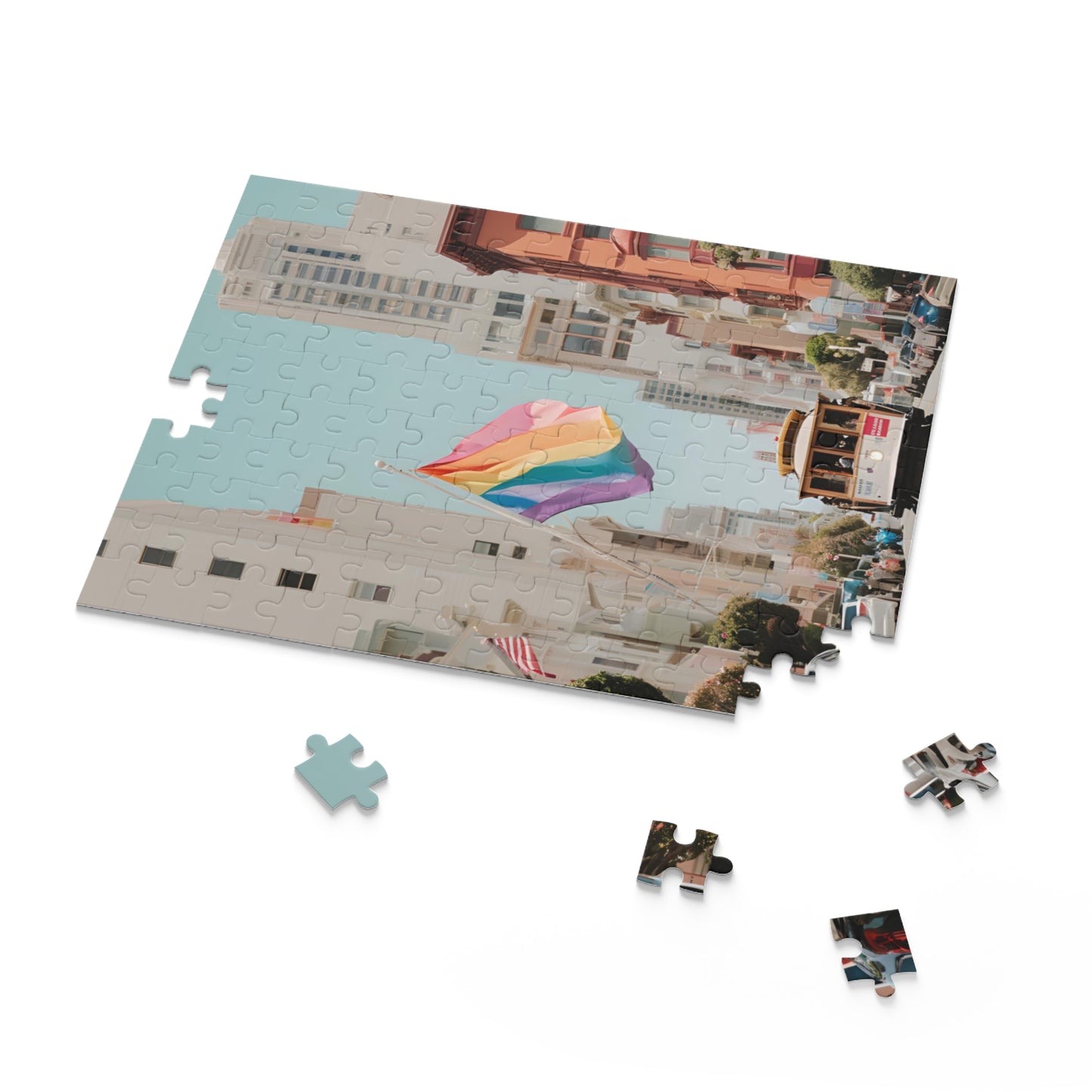 Pride Puzzles Home Decor SF Cali LGBTQ Trolley Rainbow