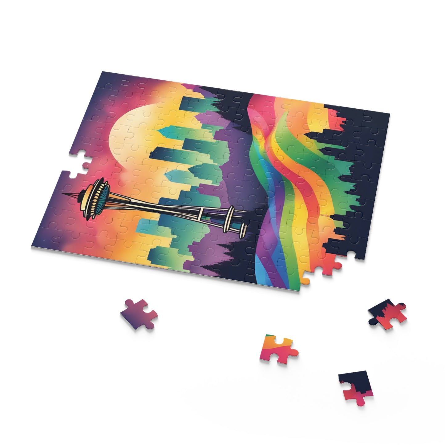 LGBTQ Pride Seattle Rainbow puzzle groovy home decor PNW pride
