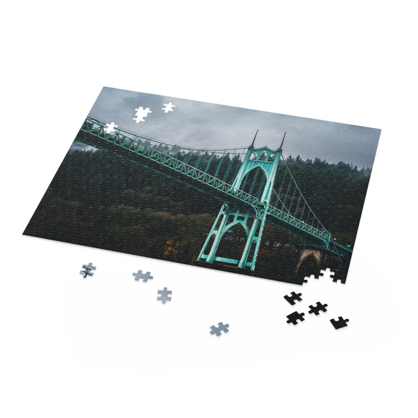 St Johns Bridge Portland Oregon Puzzle Pacific northwest Puzzles and Gifts Portland Oregon St John Bridge Cathedral park Puzzle Oregon Gifts