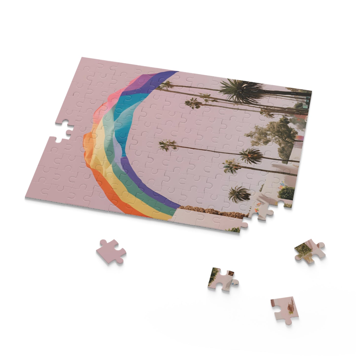 Sunset Cali Palms Pride Puzzle LGBTQ Home Decor