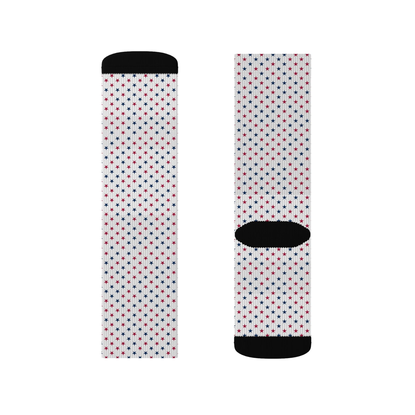 Classic Americana socks showcasing vibrant red, white, and blue star patterns—ideal for celebrating the Fourth of July.