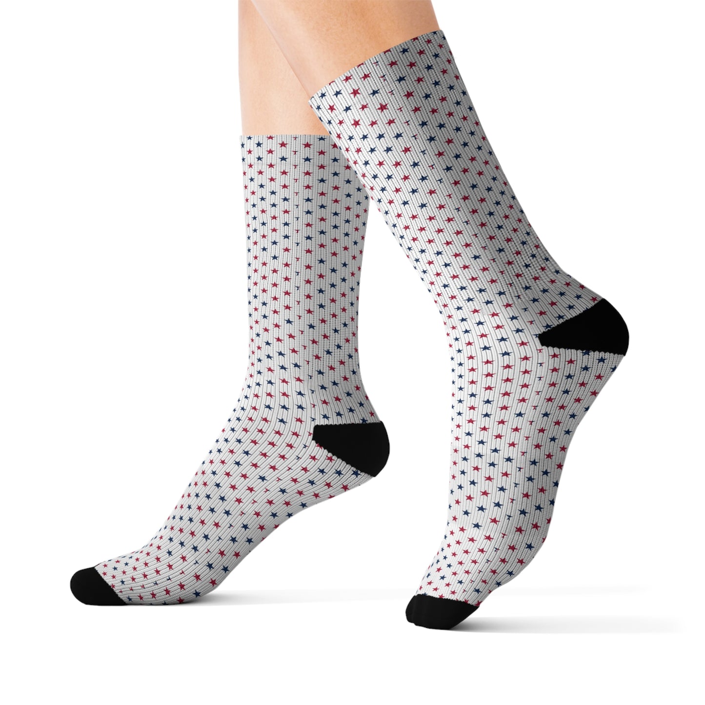 Comfortable Fourth of July socks with patriotic red, white, and blue stars—ideal for celebrating Independence Day in style.