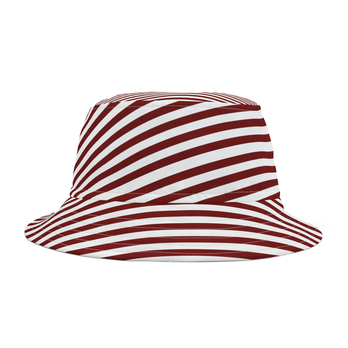 Crimson-striped bucket hat styled for Tuscaloosa gameday with bold Southern girl flair—perfect for tailgates and rooftop hangouts.