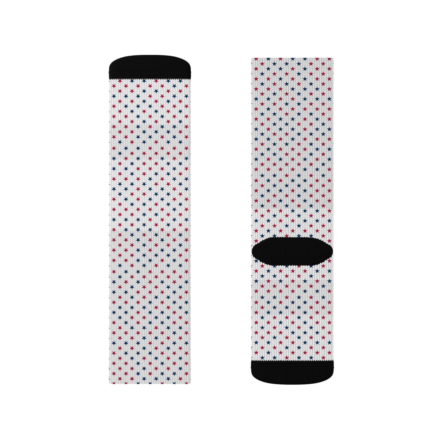 Festive Fourth of July socks with bold red, white, and blue stars—patriotic, stylish, and perfect for Independence Day celebrations.