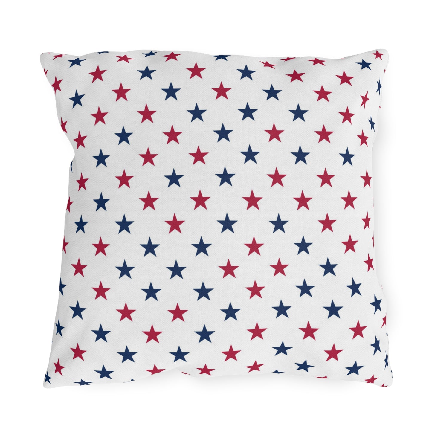 Classic Americana throw pillow showcasing vibrant red, white, and blue star patterns—ideal for celebrating the Fourth of July.