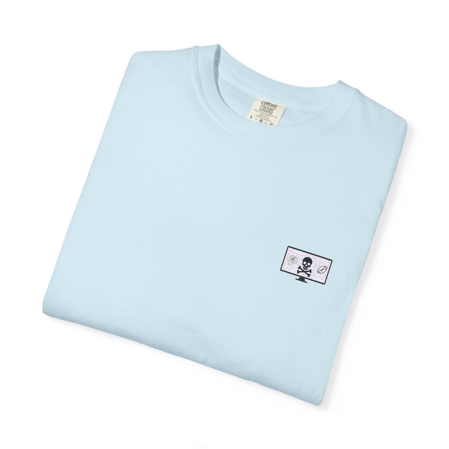 Light blue Hot Take Tee featuring bold front illustration and spicy back text about the fall of the Pac-12.