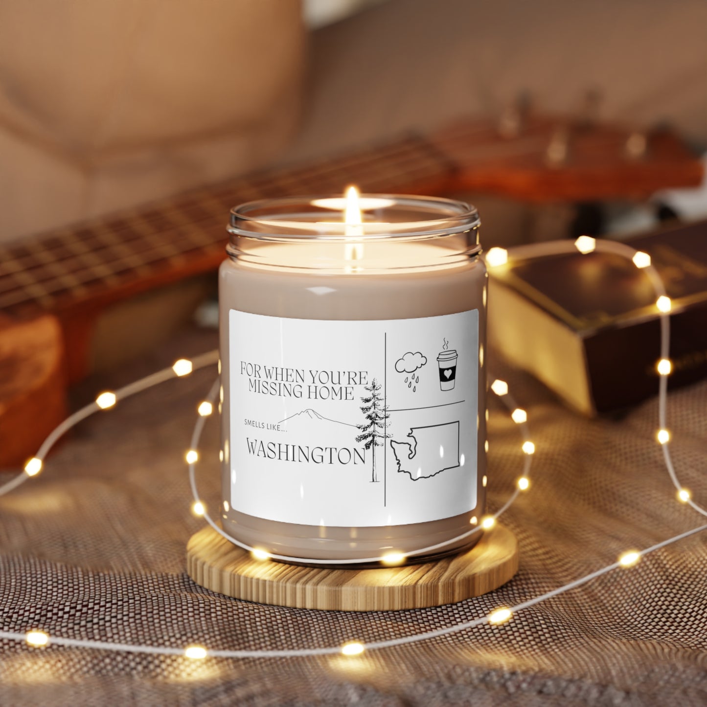 Washington-themed candle with brown kraft paper and twine—thoughtful gift idea for college students, expats, or long-distance friends.