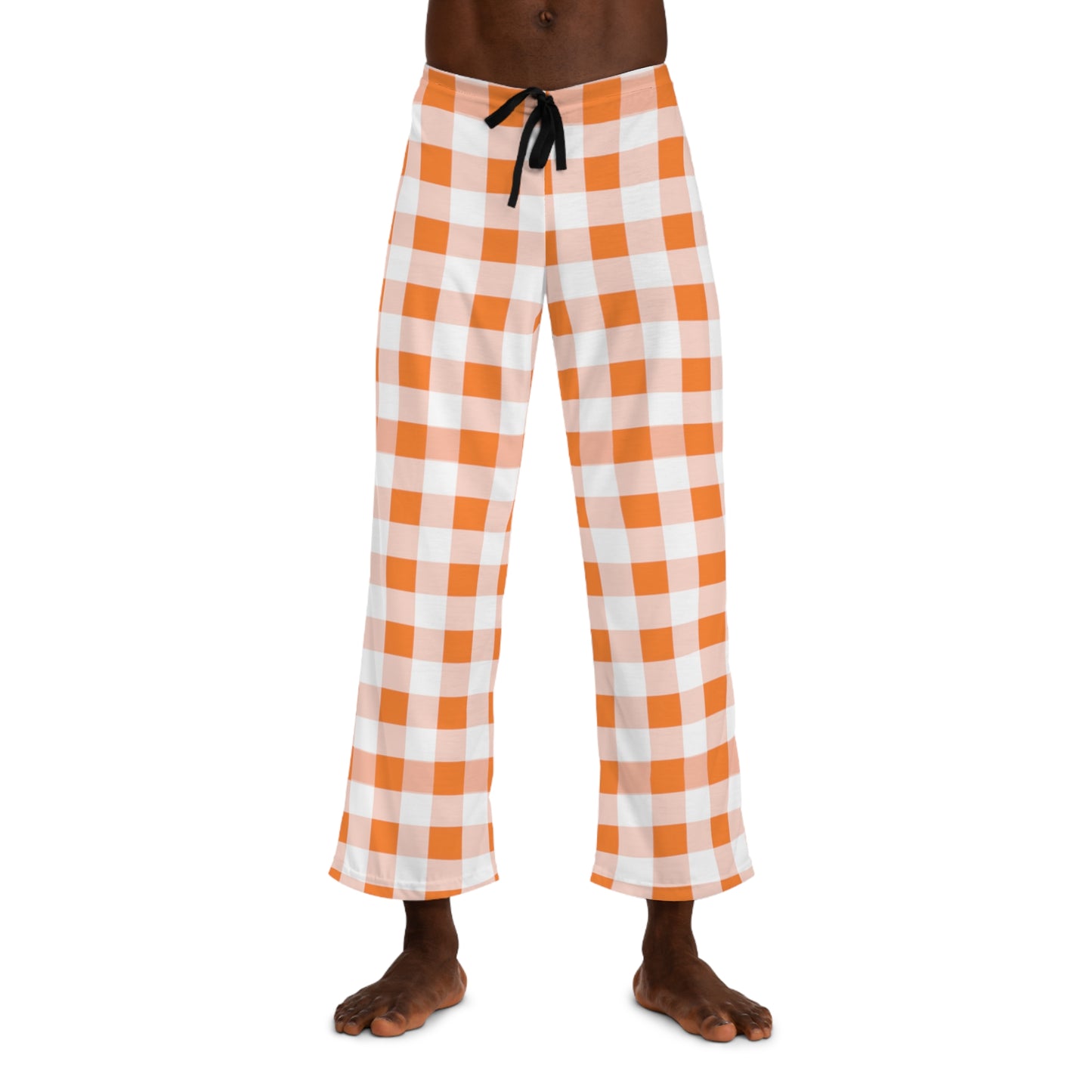 Front view of orange plaid pajama pants—relaxed fit styled for Oregon State holiday lounging and gameday recovery
