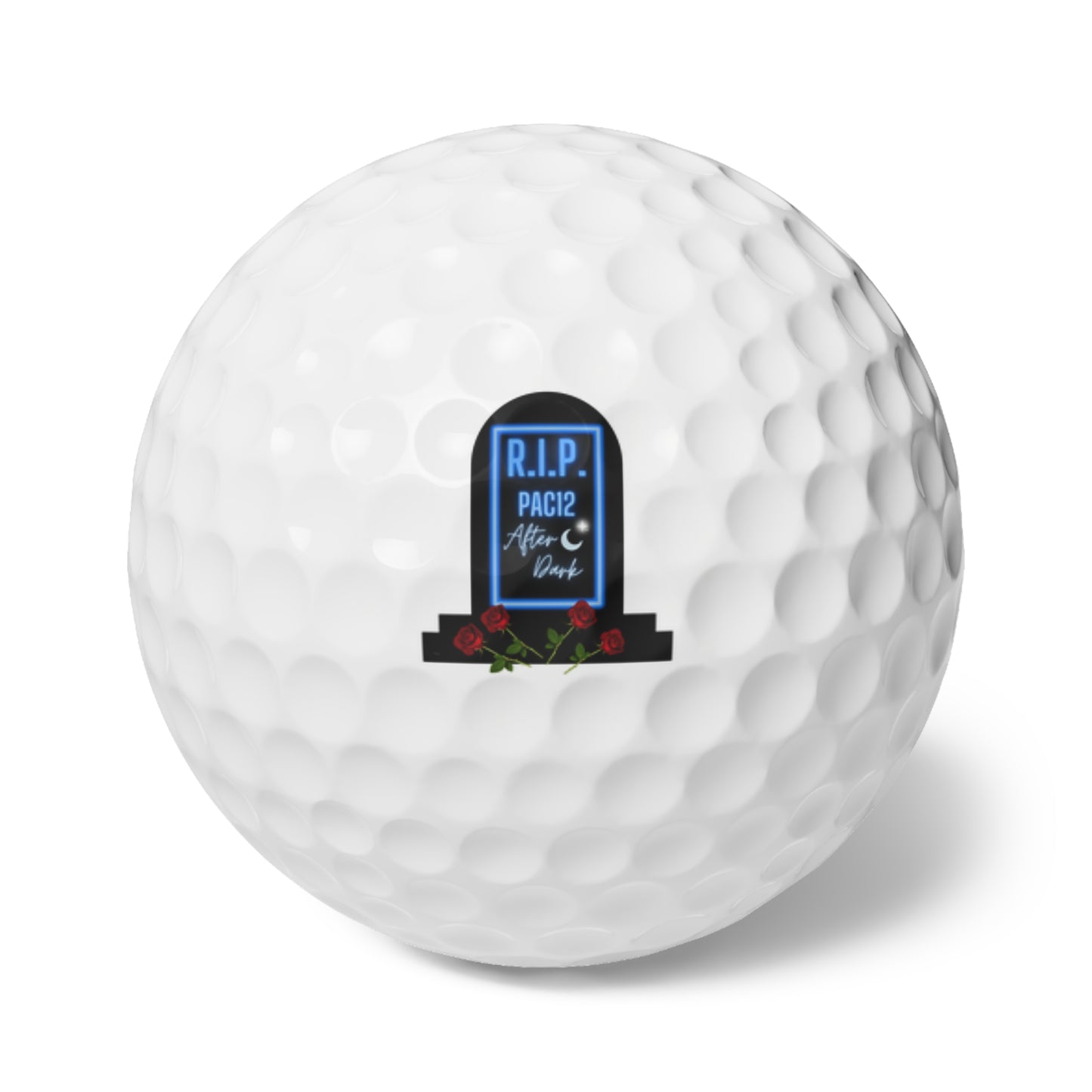 RIP Pac-12 Golf Ball featuring bold lettering that honors the legendary Conference of Champions with every swing.