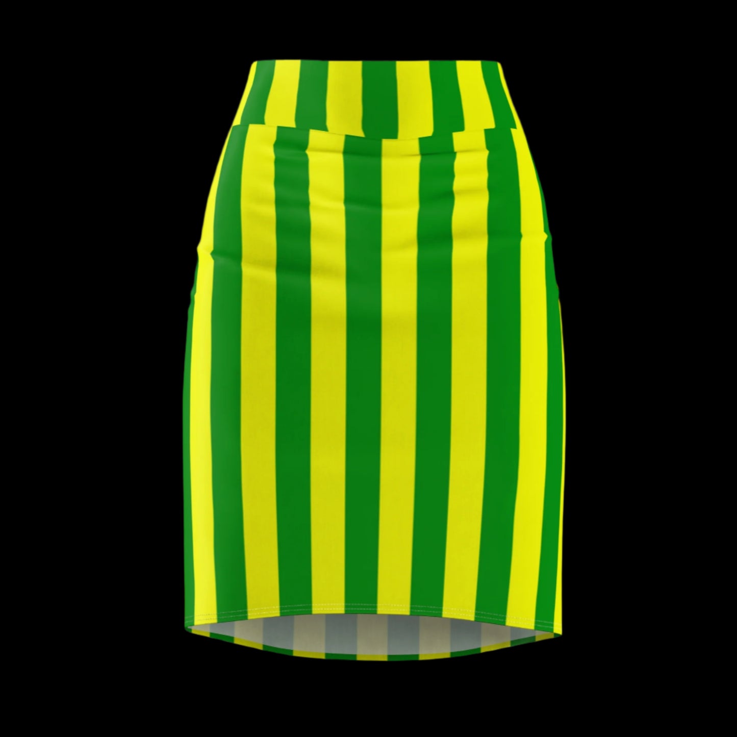 Yellow & Green Striped Gameday Skirt featuring bold vertical stripes, blending sporty energy with classic football colors.