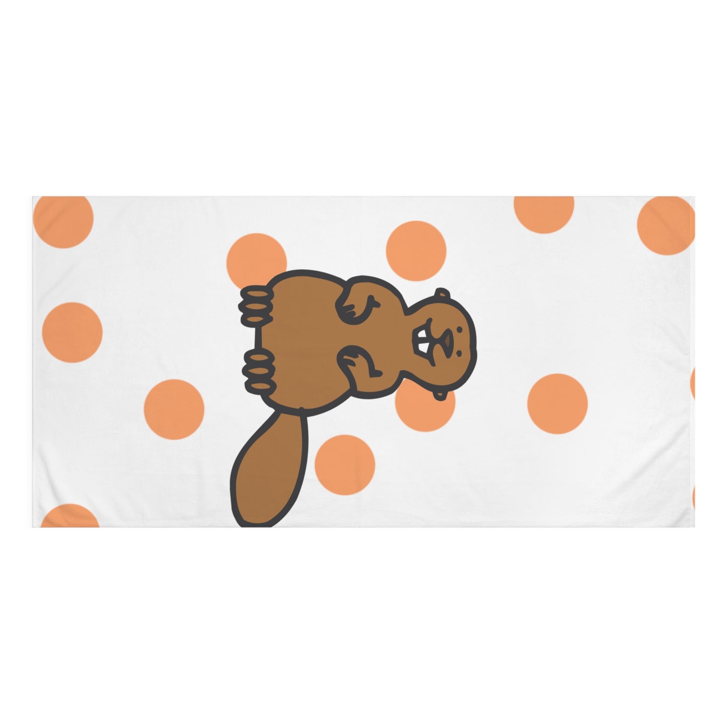 Orange Polka Dot Beaver-Inspired Bath Towel