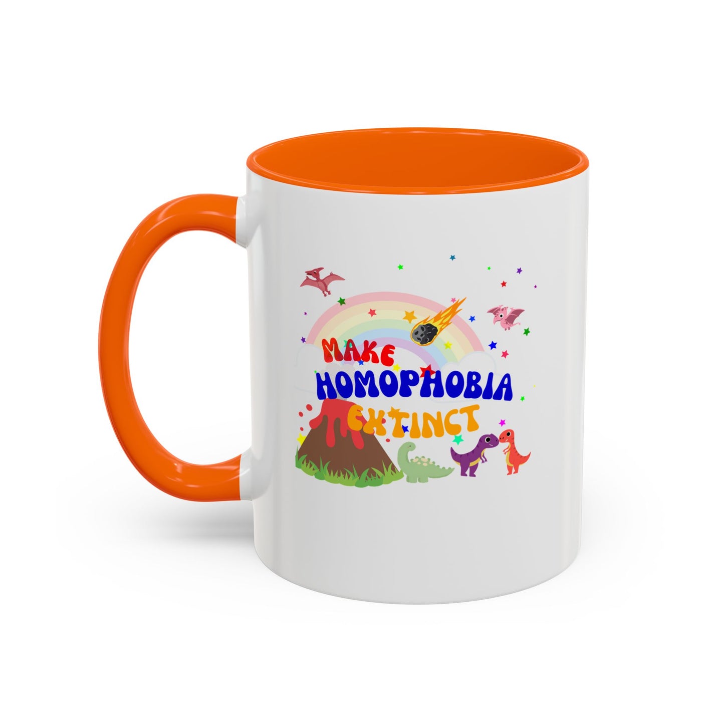"Make Homophobia Extinct" Pride Dinosaur Coffee Mug – Fun & Bold LGBTQ+ Drinkware
