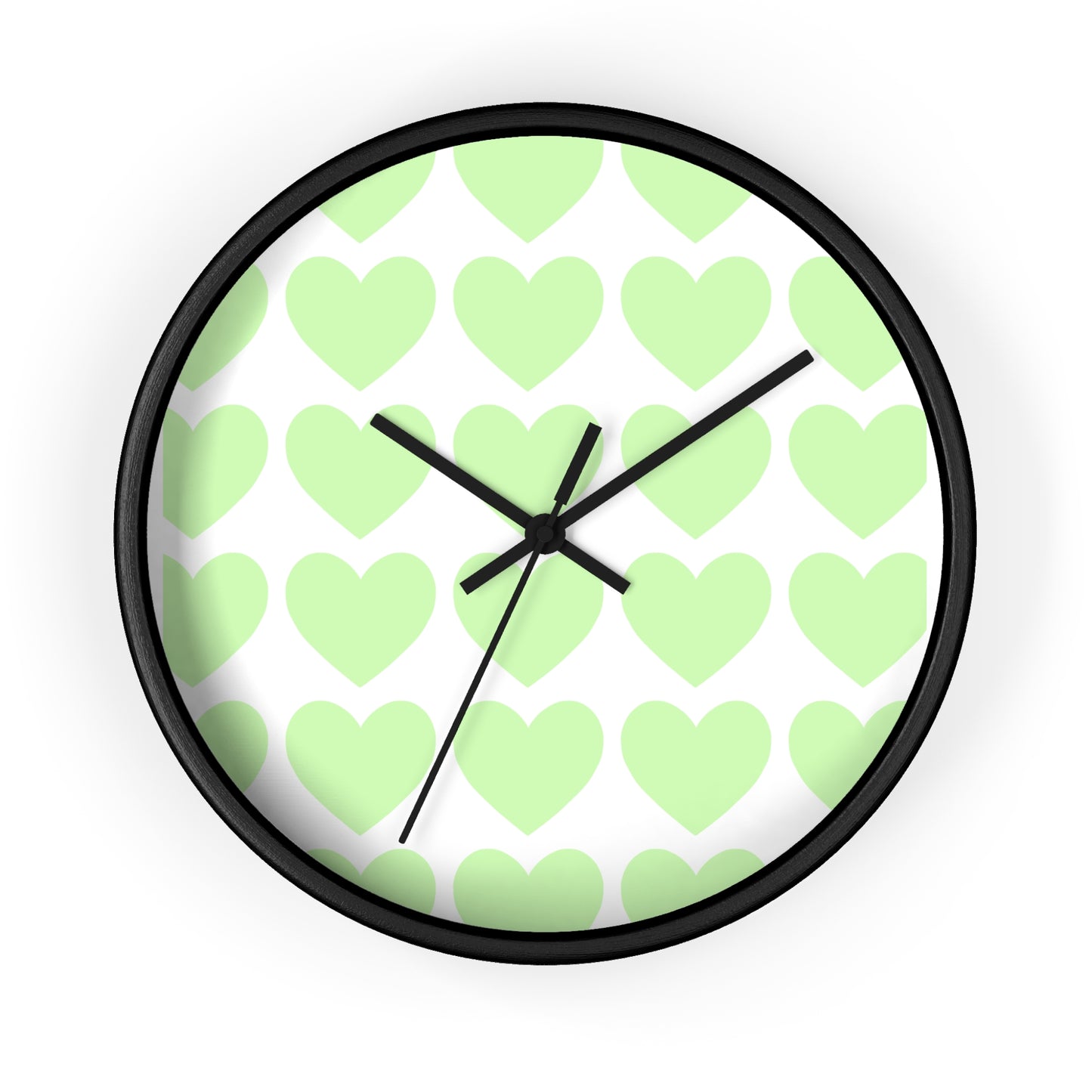 Mint Green Hearts Wall Clock – Whimsical Timepiece for Dorms & Duck Lovers