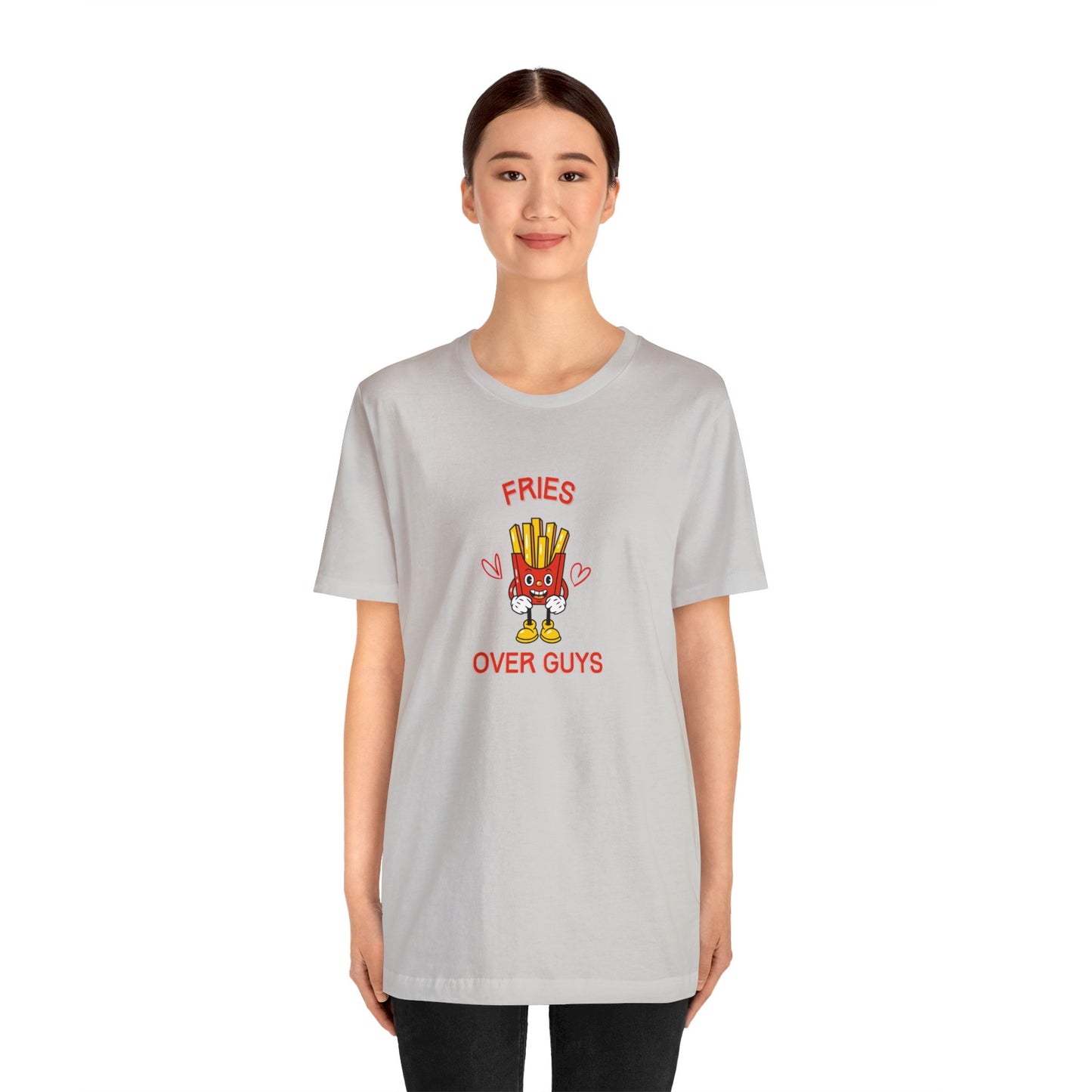 Fries over Guys T-Shirt Funny Food Tee Shirts Anti Valentines Day Apparel Fries over Guys Crewneck Tee Shirts Funny Food Shirts Anti Valentines Day Club