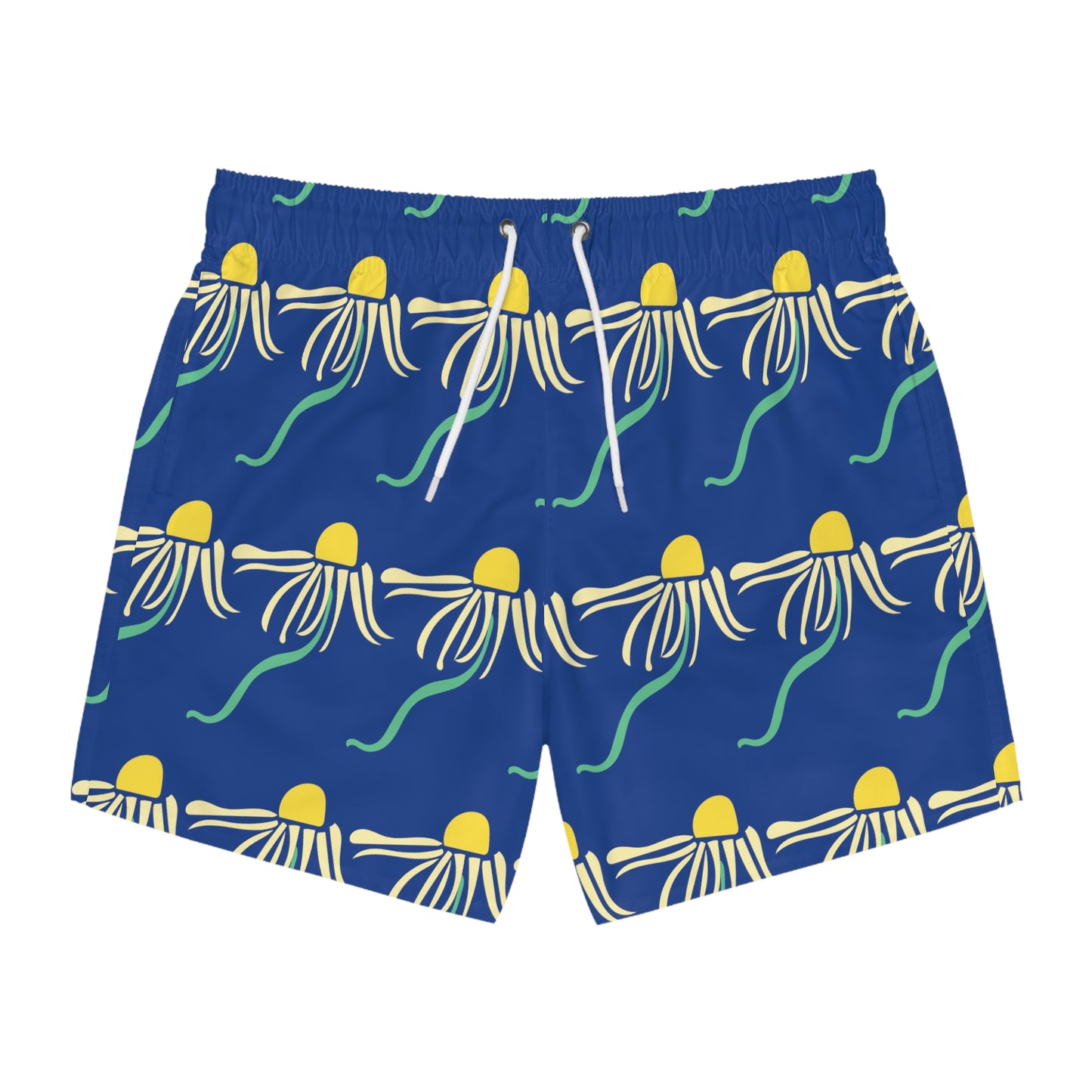 Blue White Daisy Swim Trunks Psychedelic Daisies Blue Swim Trunks Funky Men's Swim Apparel Floral Boho Swim Trunks Men