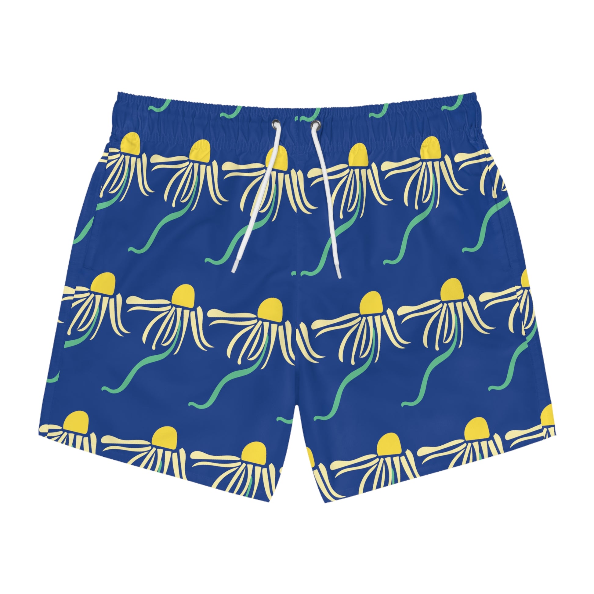 Blue White Daisy Swim Trunks Psychedelic Daisies Blue Swim Trunks Funky Men's Swim Apparel Floral Boho Swim Trunks Men
