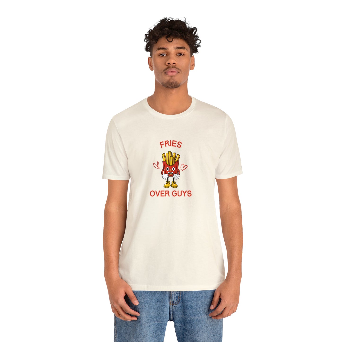 Fries over Guys T-Shirt Funny Food Tee Shirts Anti Valentines Day Apparel Fries over Guys Crewneck Tee Shirts Funny Food Shirts Anti Valentines Day Club