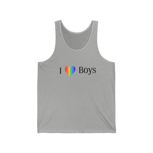 I love Boys Rainbow Heart Jersey Tank Top Unisex Jersey Tank Rainbow I love boys LGBTQ Rainbow heart i love boys tank top gay pride tank i love boys rainbow